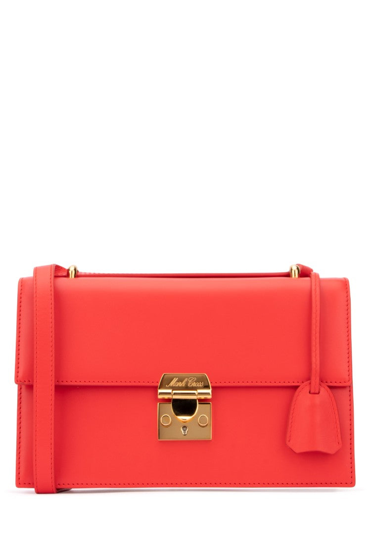 Mark Cross Structured Red Shoulder Bag With Gold-Tone Hardware