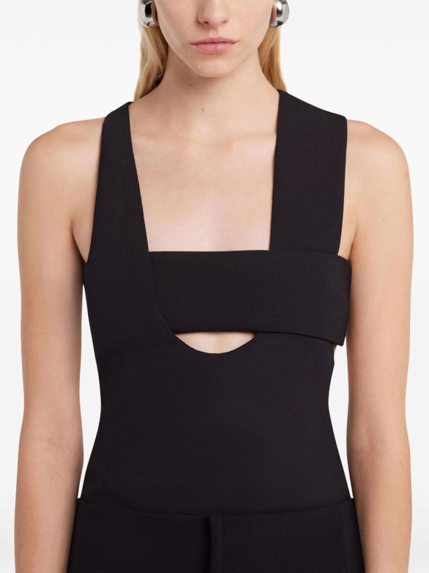 Courrèges U-Neck Black Top With Cut-Out Detailing
