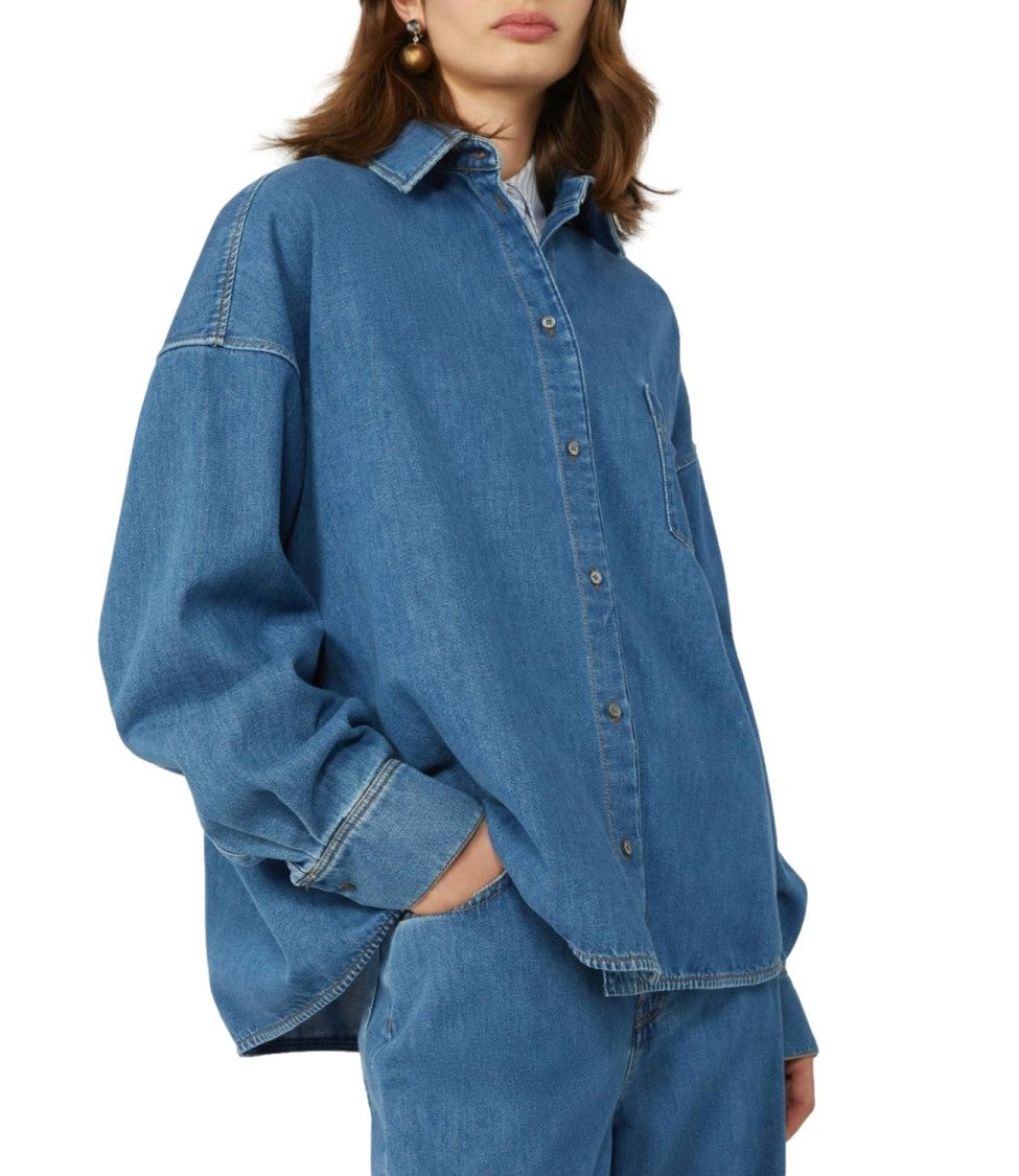 Max Mara Clean Blue Cotton Linen Shirt