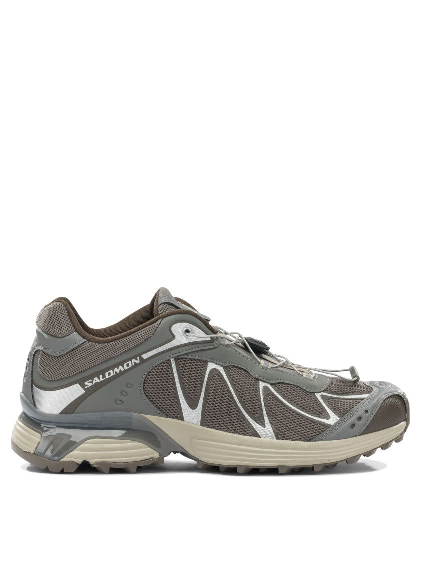 Salomon Sporty Grey Sneakers With Breathable Mesh Upper And Textured Outsole