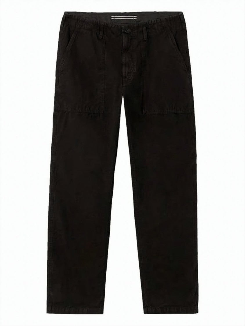 Stone Island Relaxed Fit Black Straight Pants With Minimalist Design