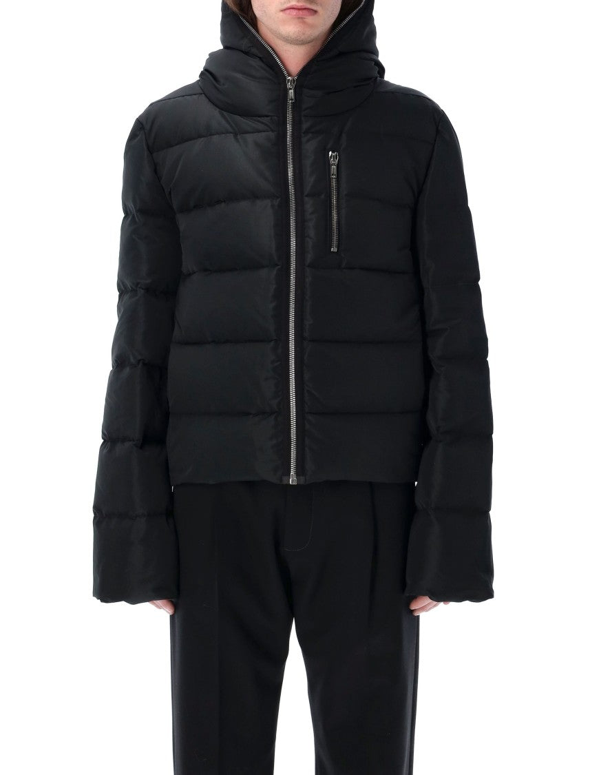 Rick Owens Cropped Black Sealed Jacket With Hood