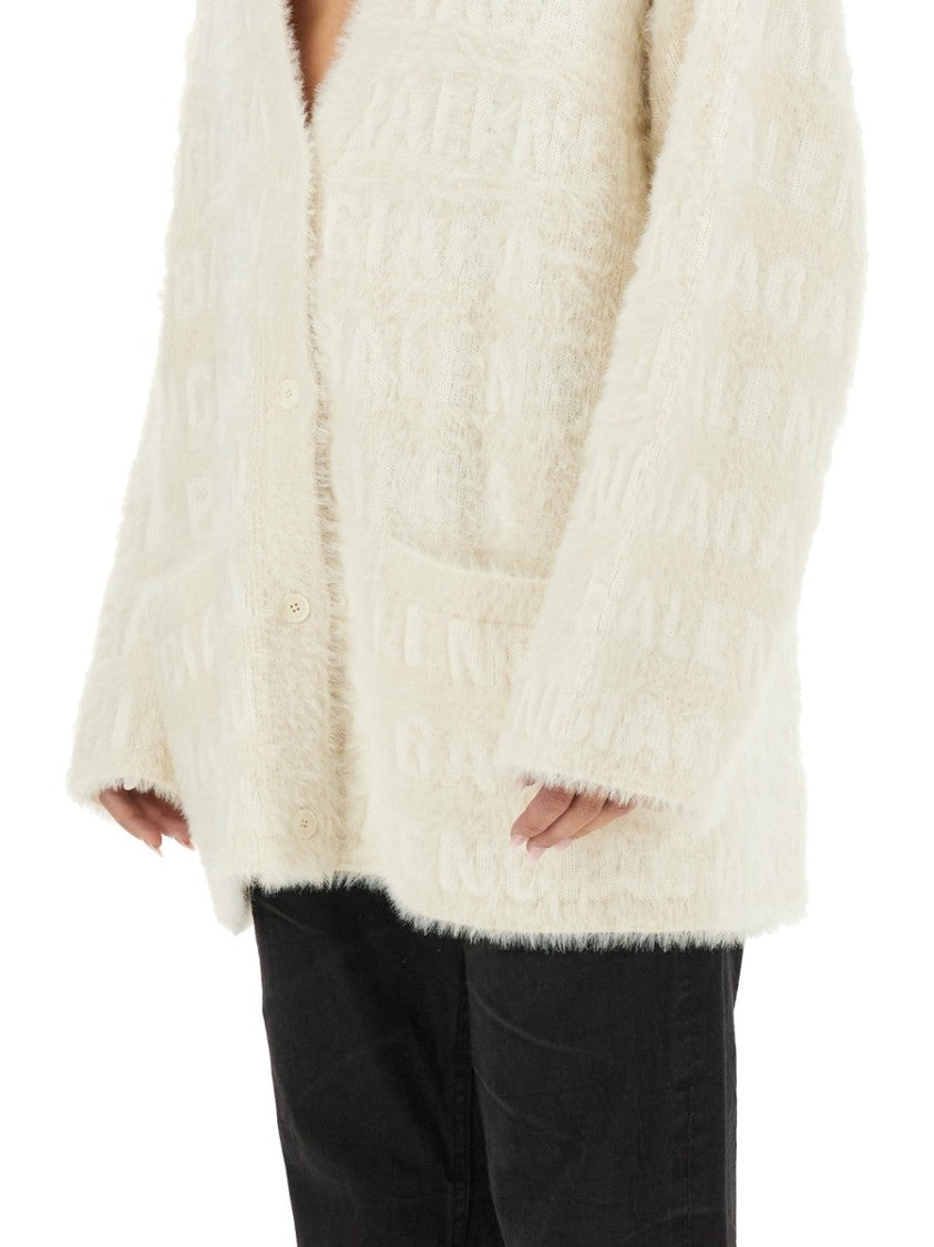 Balenciaga Oversized V-Neck Cardigan With Relaxed Fit