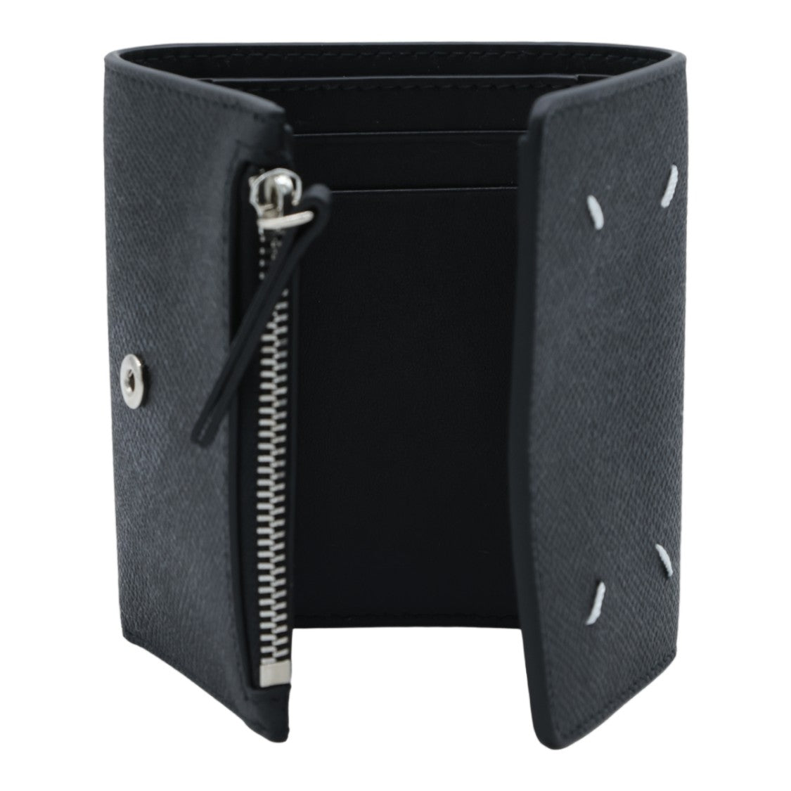 Maison Margiela Textured Pebbled Wallet With Distinctive Stitching