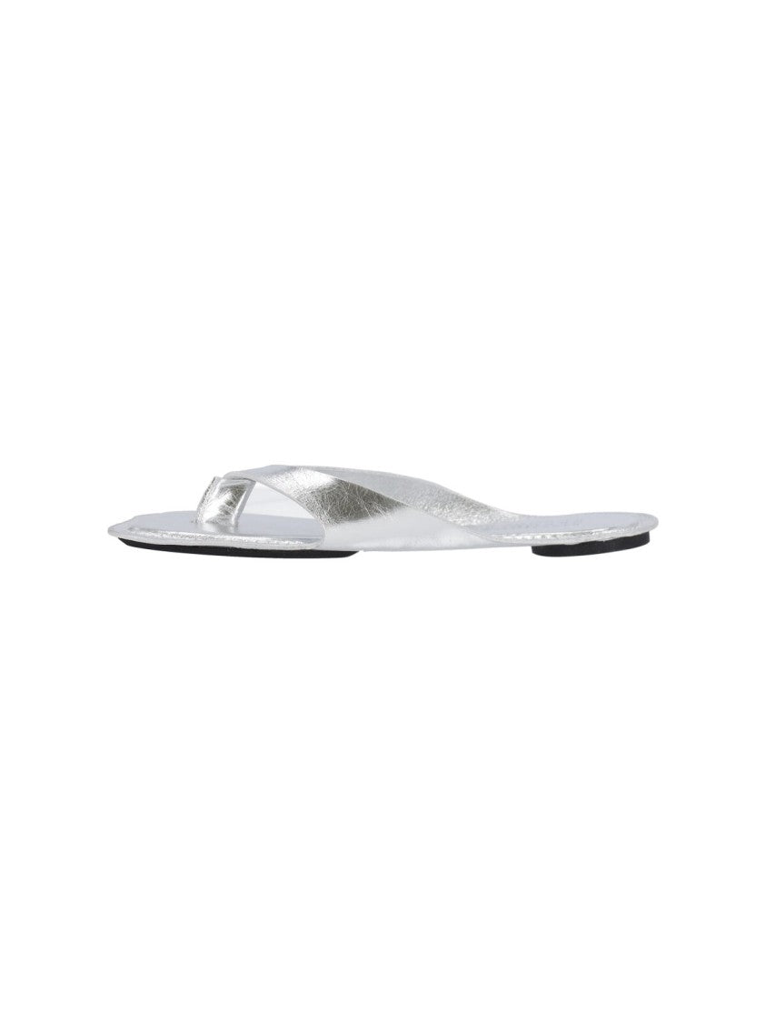 Mm6 By Maison Margiela Silver Metallic Thong Contoured Sole Sandals