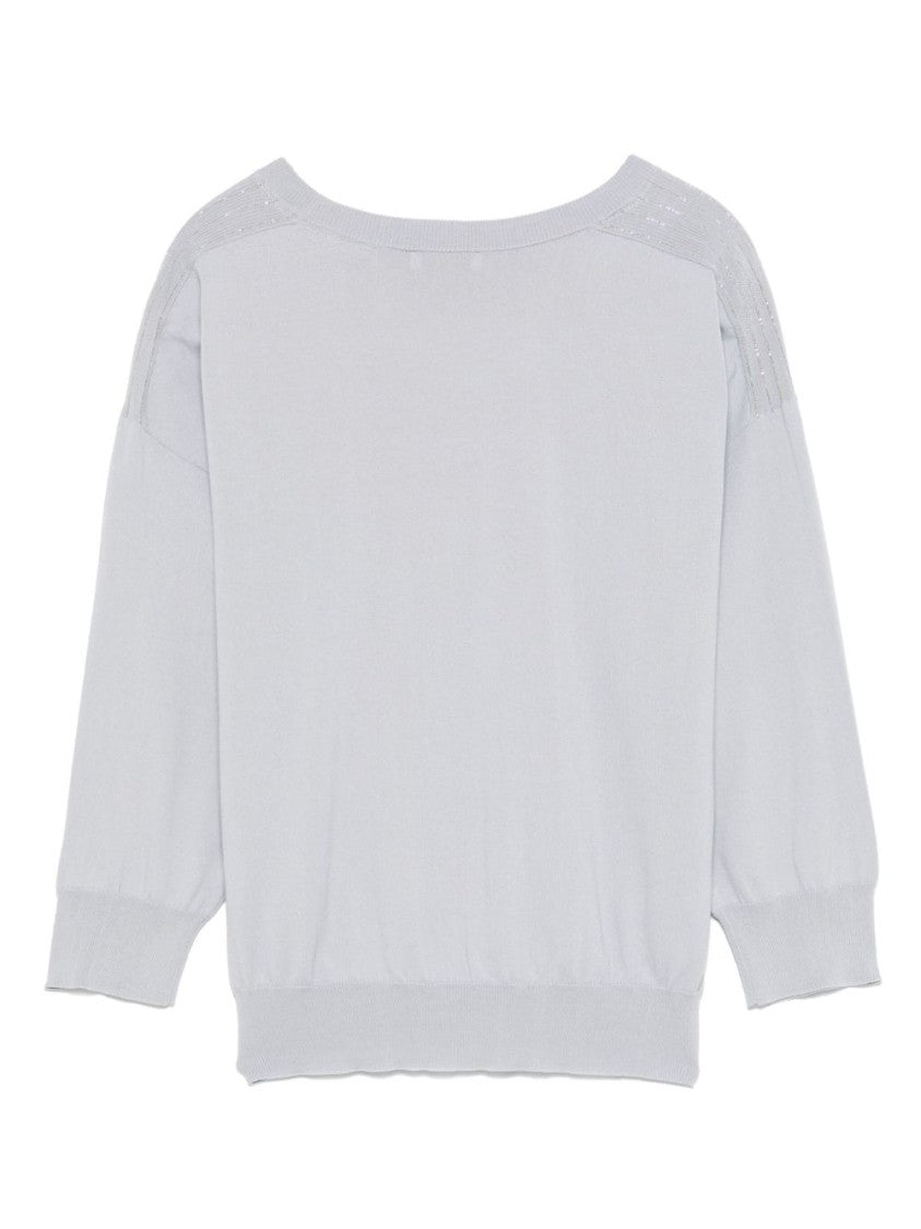 Peserico Relaxed-Fit Round Neck Purple Sweater