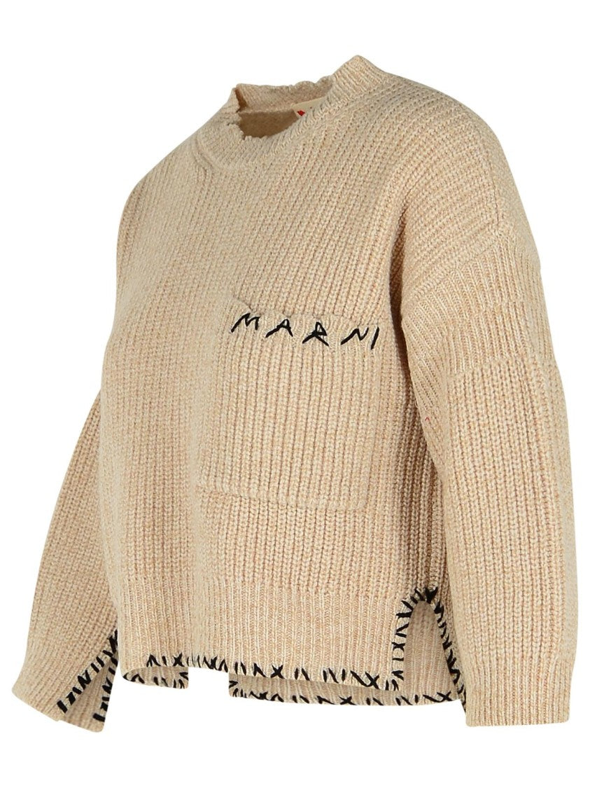 Marni Beige Mouliné Virgin Wool Sweater