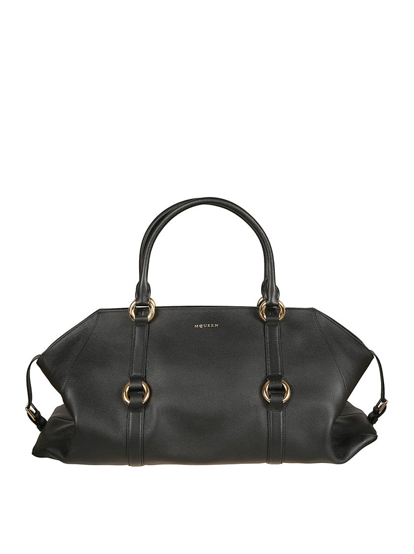 Alexander Mcqueen Farringdon Maxi Bag In Soft Black Calfskin