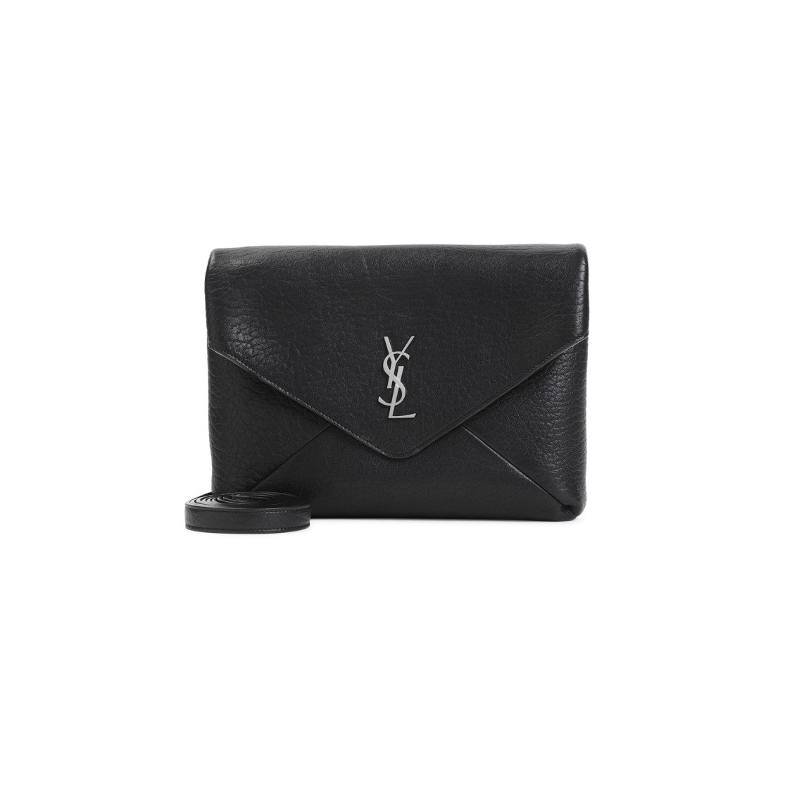 Saint Laurent Black Lamb Leather Large Pouch On Strap