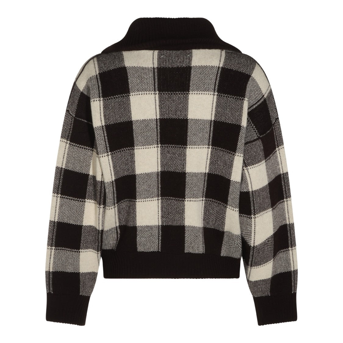 Golden Goose Checkered High-Collar Zip-Up Knit Sweater
