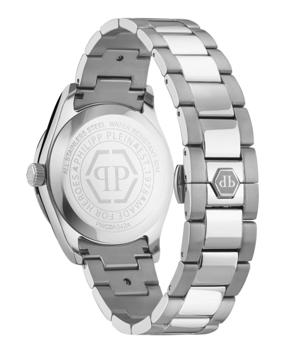 Philipp Plein 38Mm Stainless Steel Watch With Blue Guilloche Dial