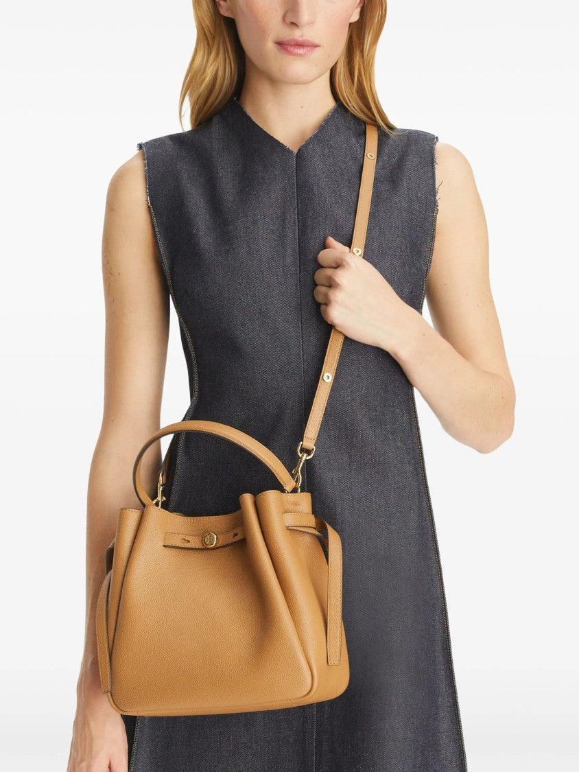 Tory Burch Brown Romy Textured Leather Bucket Bag
