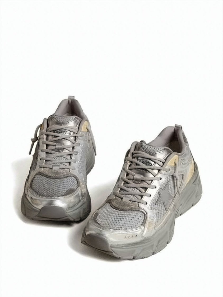 Golden Goose Textured Layered Sneakers With Padded Collar