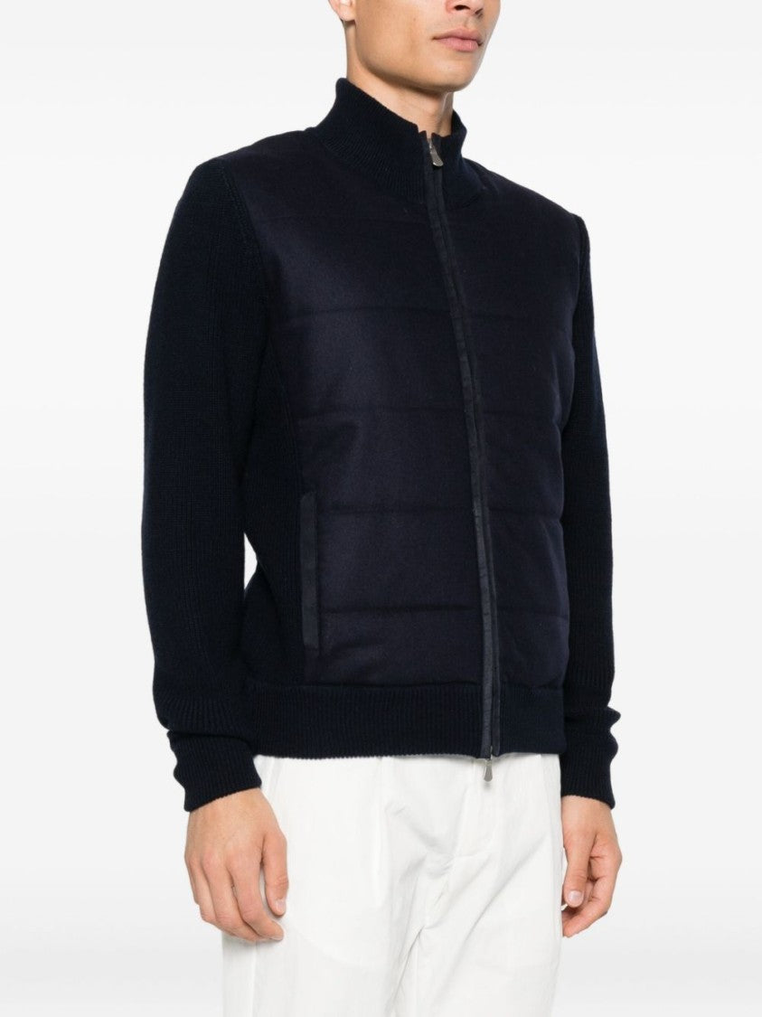 Vengera Navy Blue Jacket With Quilted Panels