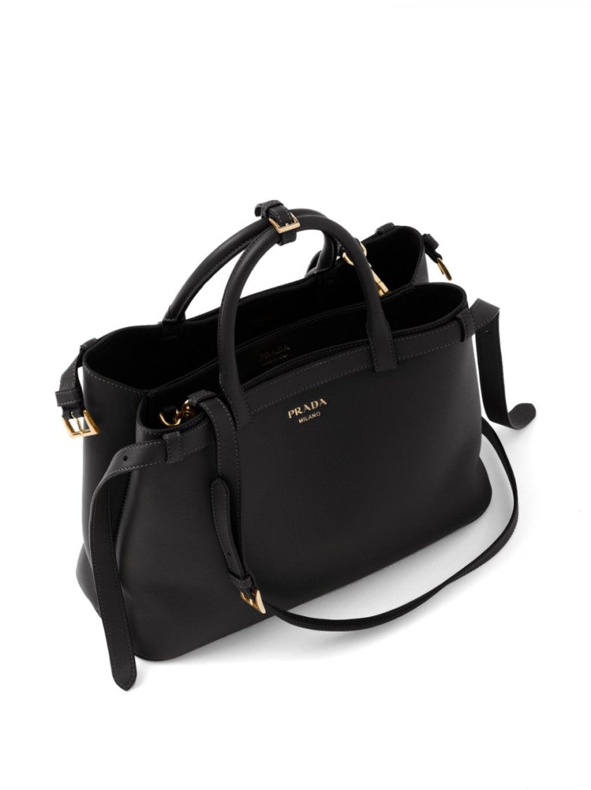 Prada Logo-Plaque Leather Tote Bag
