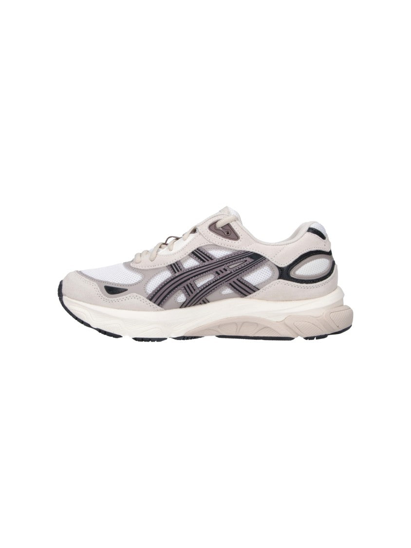 Asics Cream Leather Sneakers With Rounded Toe And Contrast Detailing