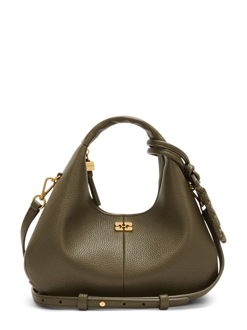 Ganni Hobo Mini Grained Slouchy Leather Bag