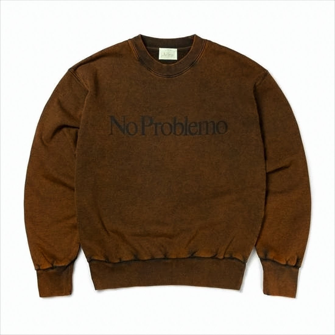 Aries Arise Washed Brown Long-Sleeve Sweatshirt With Vintage-Inspired Print