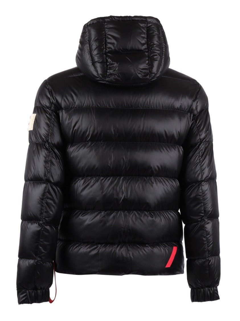 After Label Glossy Black Puffer Jacket With Quilted Padding And Adjustable Cuffs
