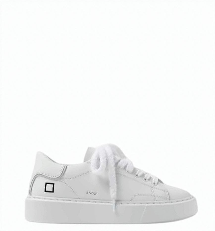 D.A.T.E White Sfera Calf Leather Stitched Sneakers