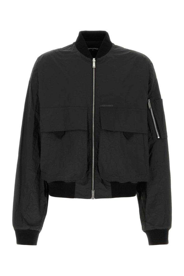 Dsquared2 Black Polyester Blend Bomber Jacket