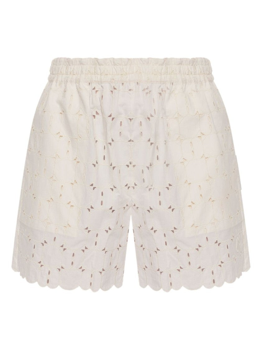 Moncler Embroidered Bermuda Shorts With Scalloped Edges
