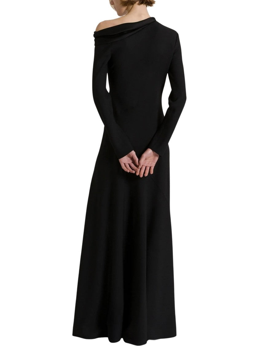 Alberta Ferretti Asymmetrical Black Maxi Dress With Flowing Silhouette