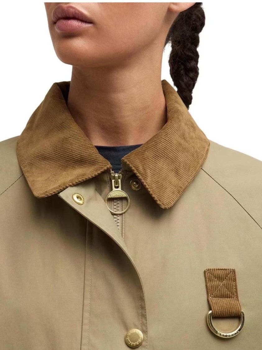 Barbour Cropped Boxy Jacket With Corduroy Collar