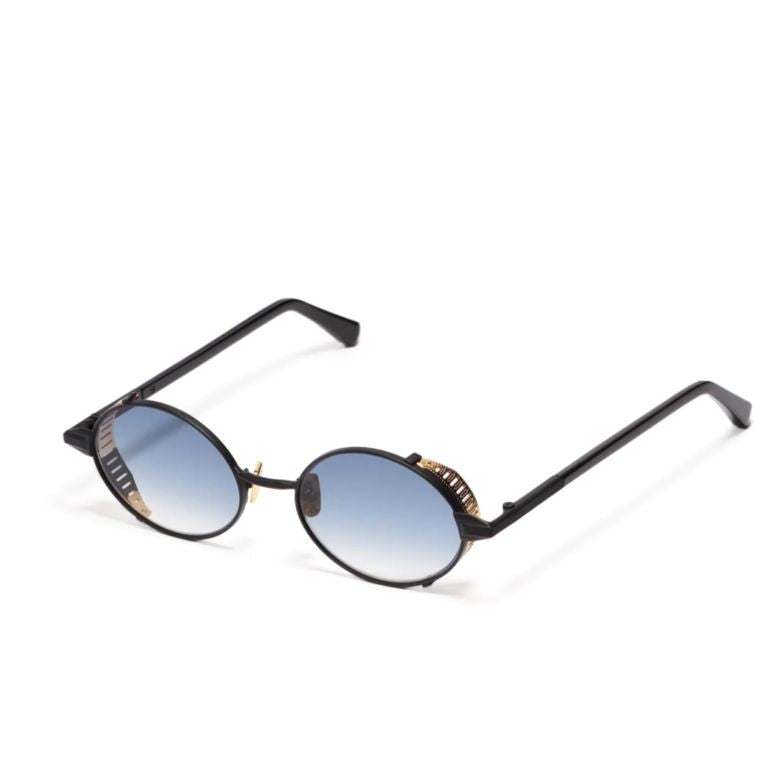 John Dalia Steve Gradient Blue-Tint Round Lenses In Black Acetate Frame