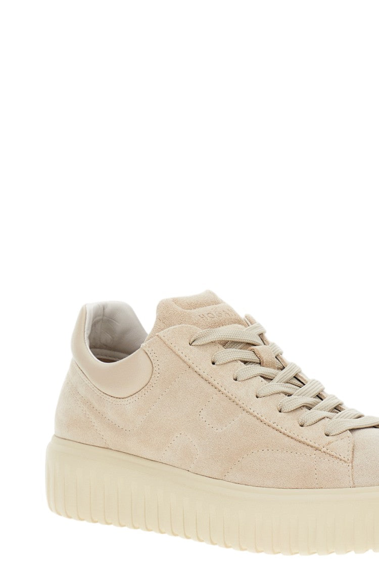 Hogan Suede Low-Top Sneakers With Leather Tab And Embossed Detailing