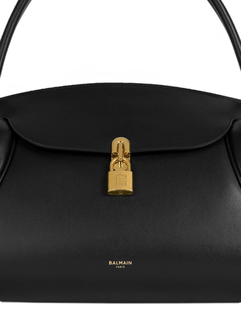 Balmain Winged Handbag With Curved Top Handle And Gold-Tone Lock