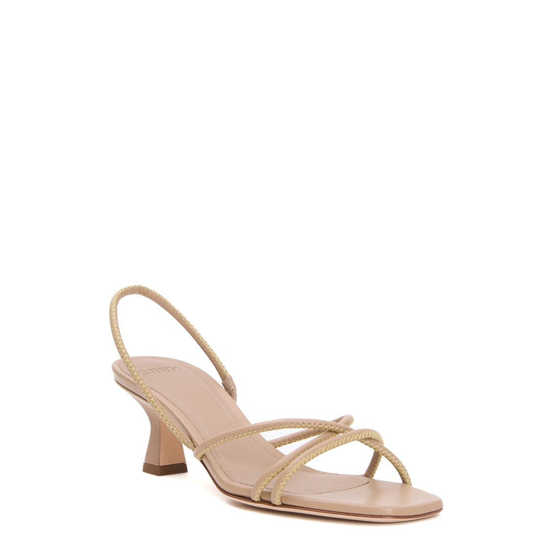 3Juin Tubular Taupe Leather Sandals With Contrast Stitching