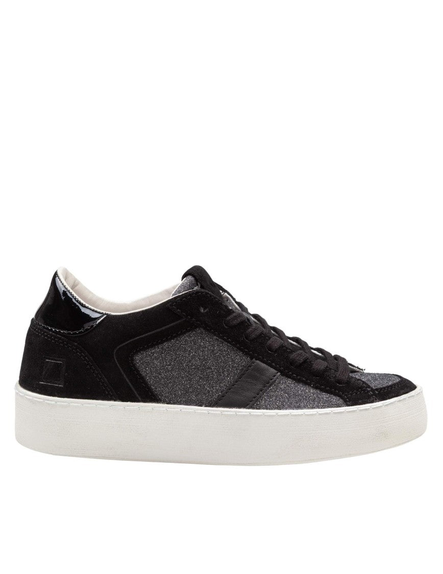 D.A.T.E Glitter-Accented Suede And Leather Low-Top Sneakers