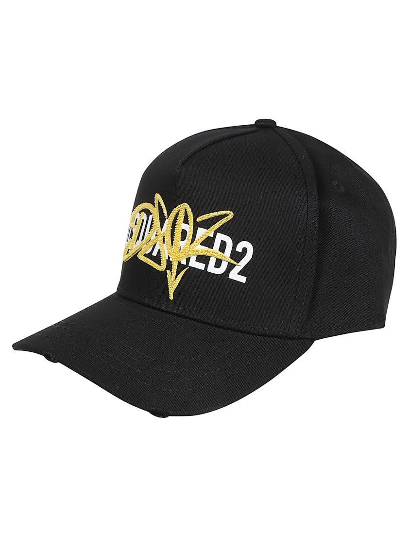 Dsquared2 Black Cotton Bold Logo Baseball Cap
