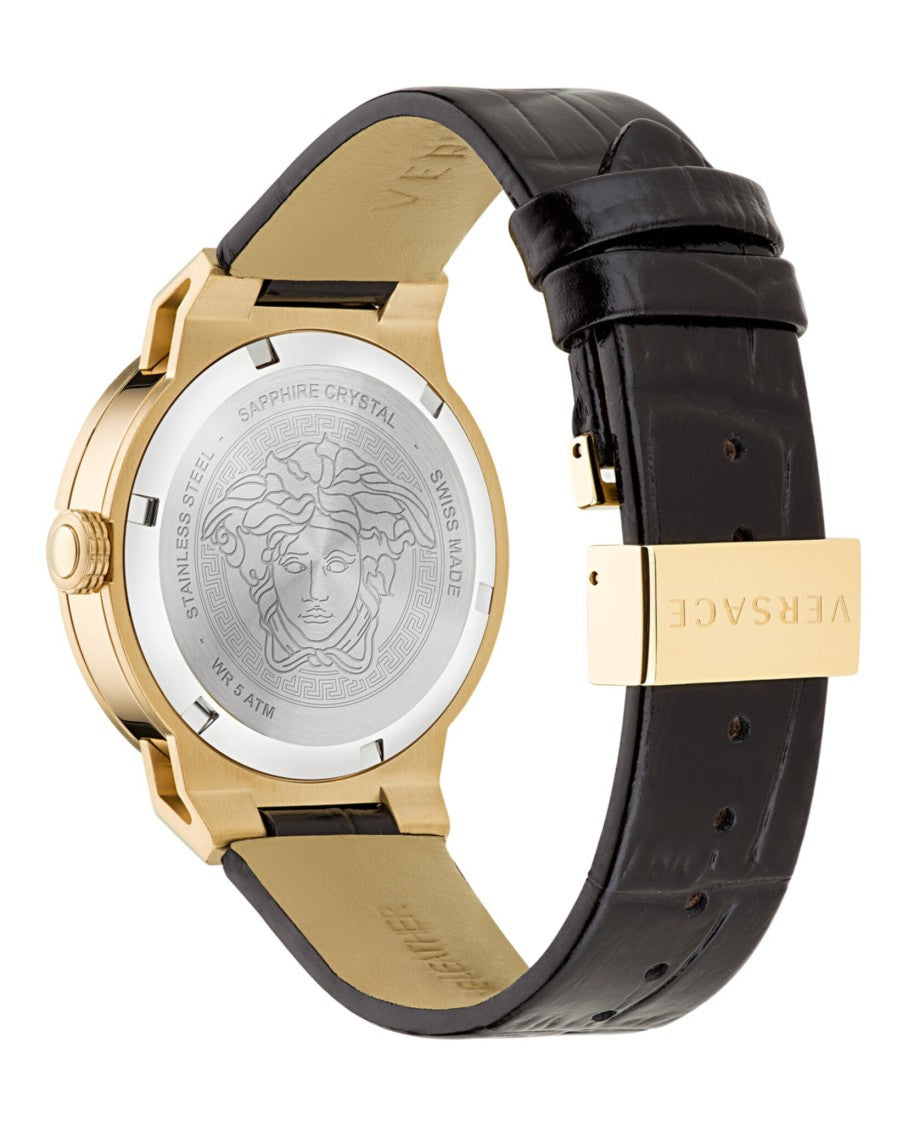Versace Medusa Infinite Leather Watch With 38Mm Yellow Gold Case