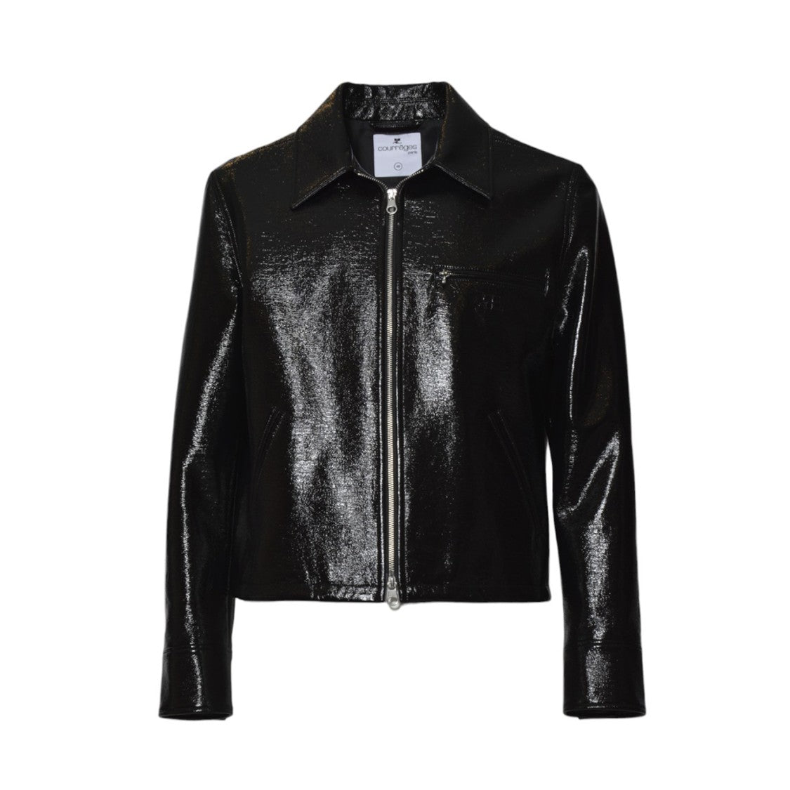 Courrèges Black Vinyl Officer Jacket