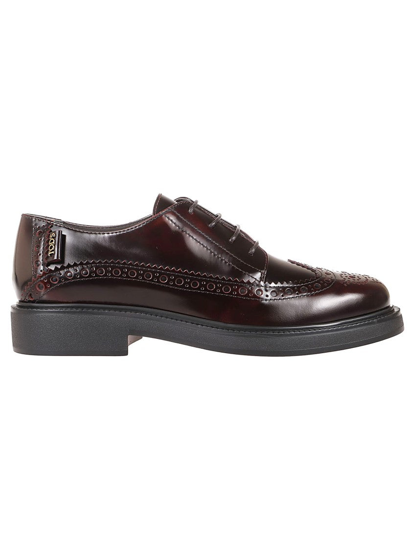 Tod's Brogue Leather Lace-Up Shoes With Polished Finish
