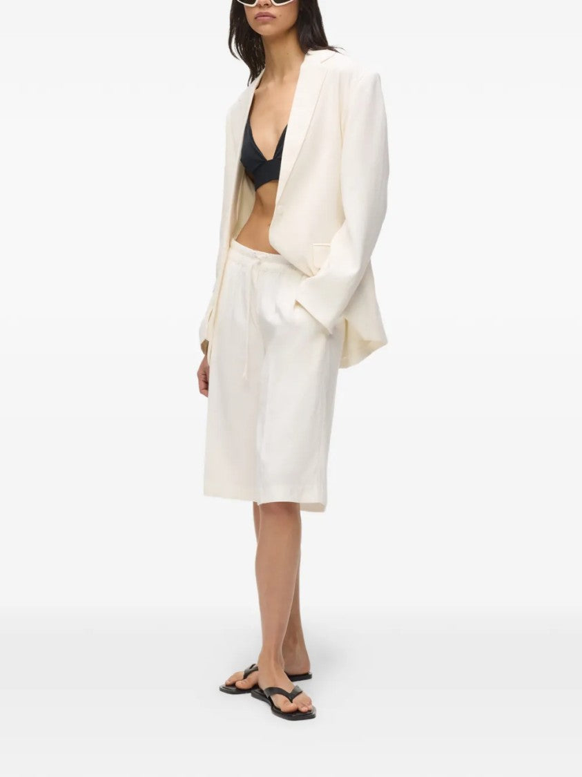 Karl Lagerfeld Relaxed Fit White Shorts With Elastic Waistband