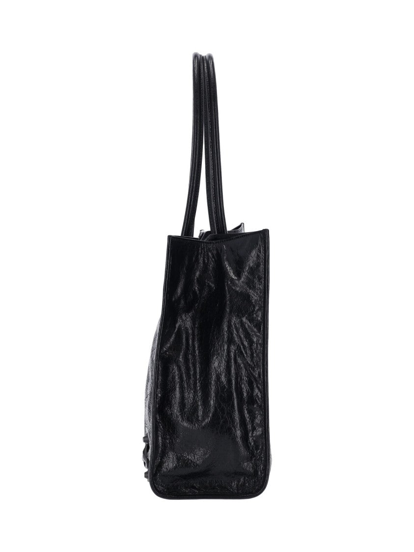 Balenciaga Black Le City Crinkle Leather Tote Bag