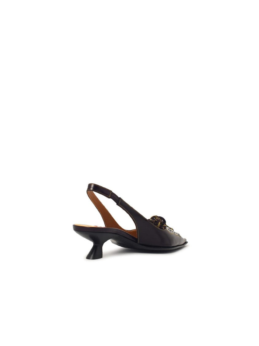 Marni Brown Leather Slingbacks