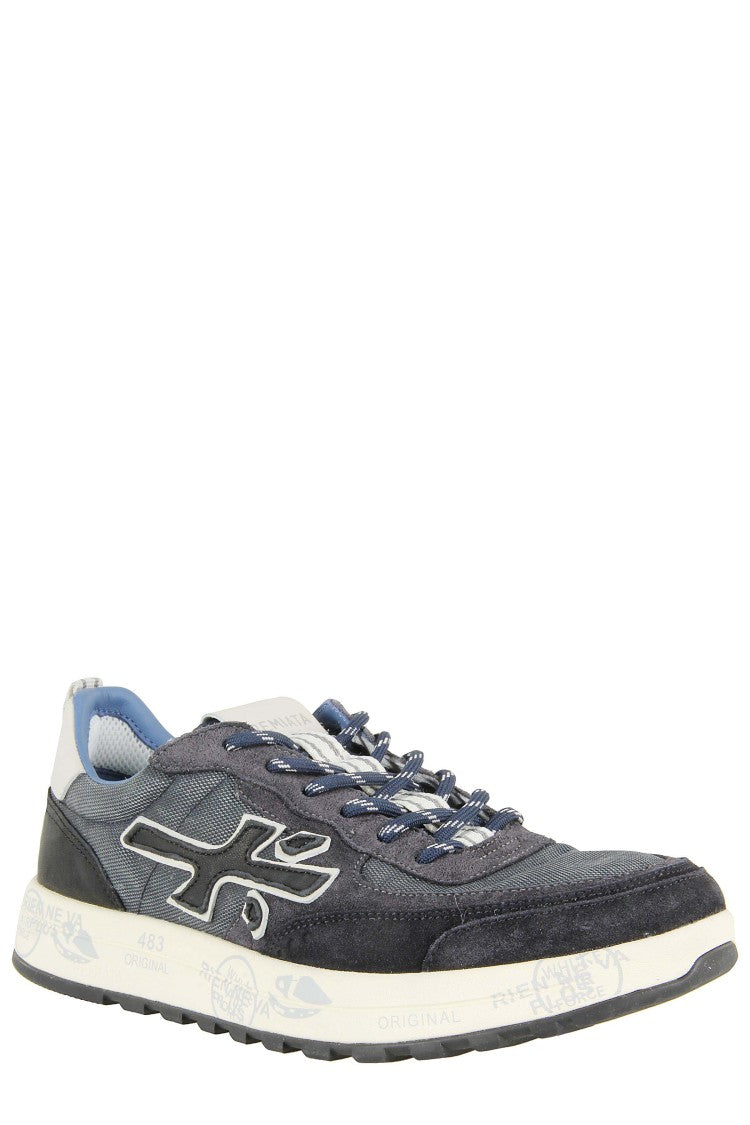 Premiata Low-Top Blue Sneakers With Suede Accents