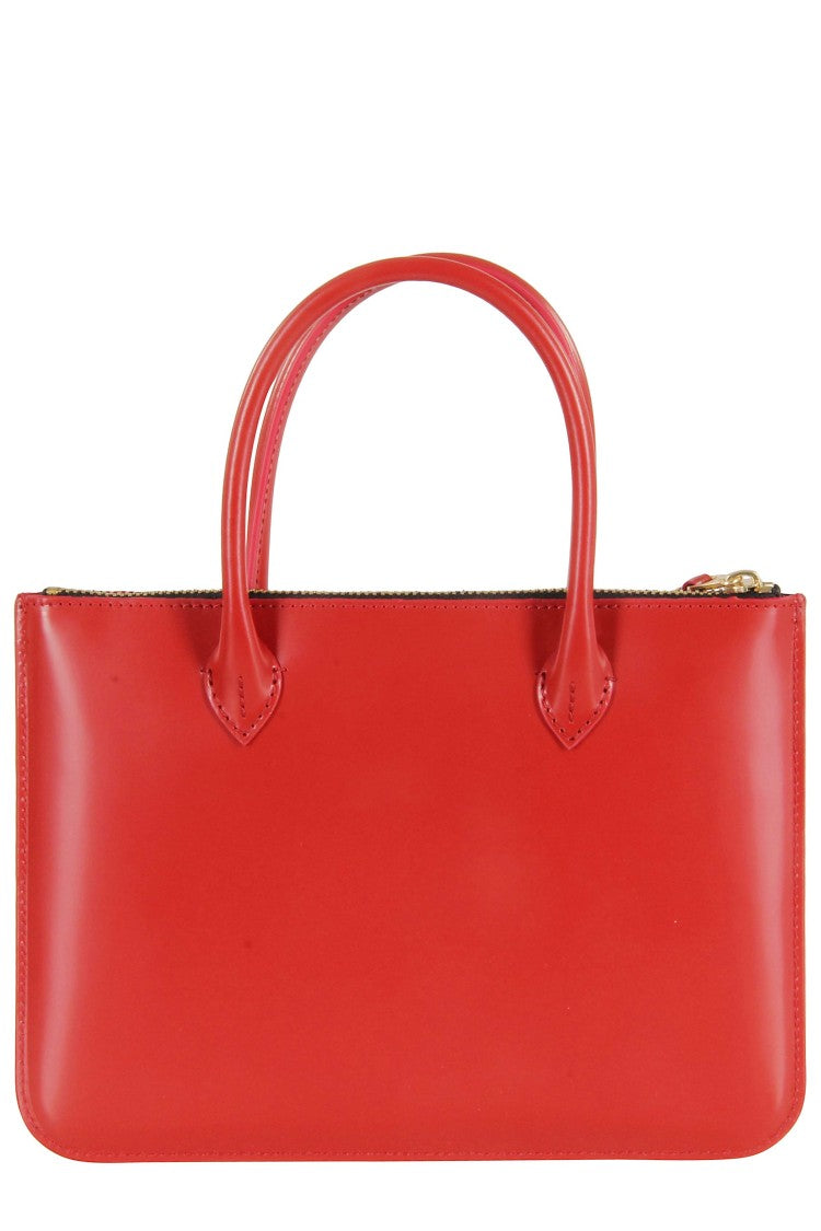 Comme Des Garçons Red Double-Handle Logo Leather Clutch