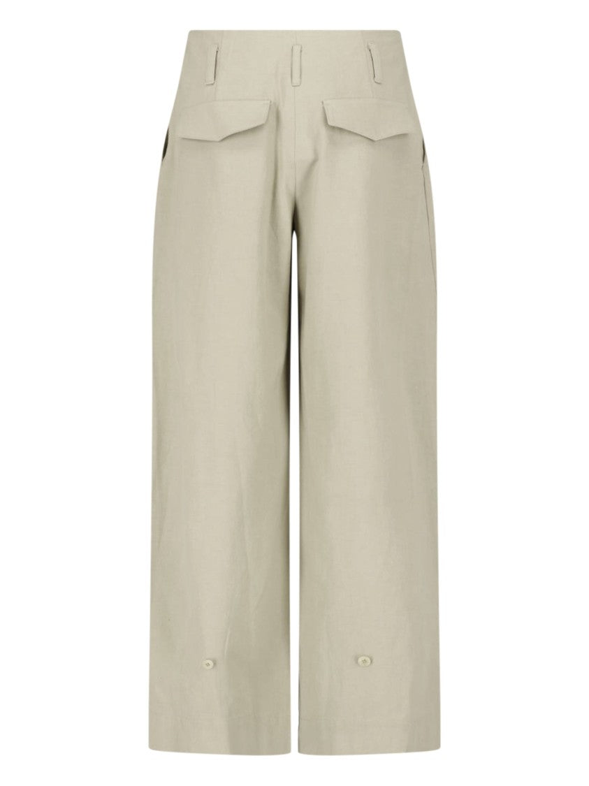 Low Classic Beige Tailored Pleated Straight-Leg Pants