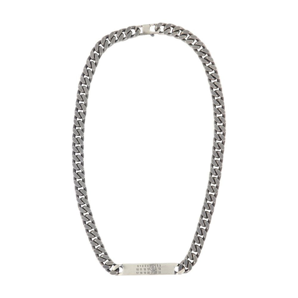 Mm6 By Maison Margiela Minimal Logo Id Tag Necklace - Metal - Silver