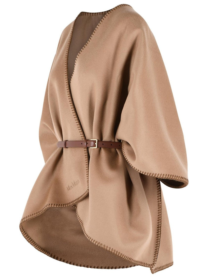 Max Mara 'Colomba' Brown Virgin Wool Cape