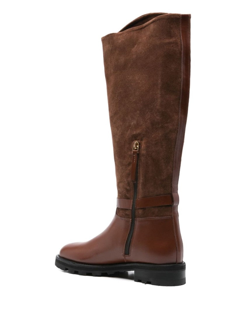 Roberto Festa Brown Silk And Nylon Pull Boots