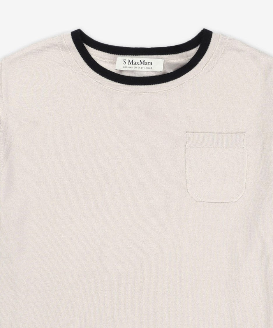 Max Mara Short-Sleeved Wool Sweater With Contrasting Trim