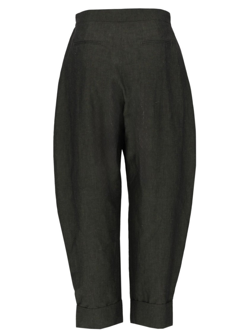 Pt Torino Neutrals Cloe Carrot Fit Cotton-Linen Pants