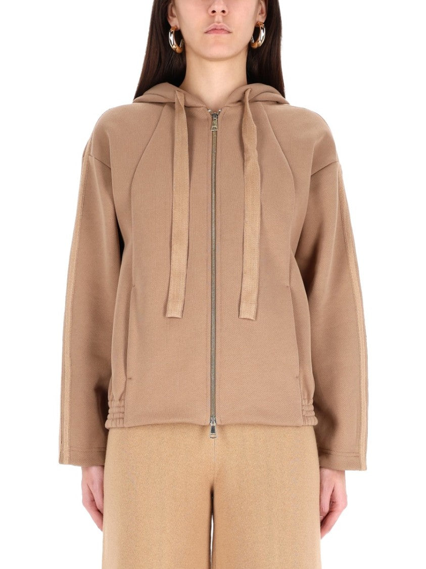 Max Mara Omelia Front-Zip Hooded Cotton Sweatshirt