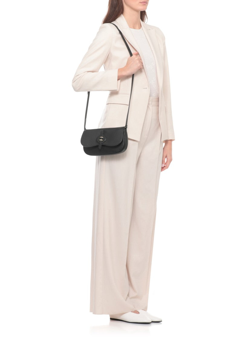 Coccinelle Textured Leather Shoulder Bag With Magnetic Closure